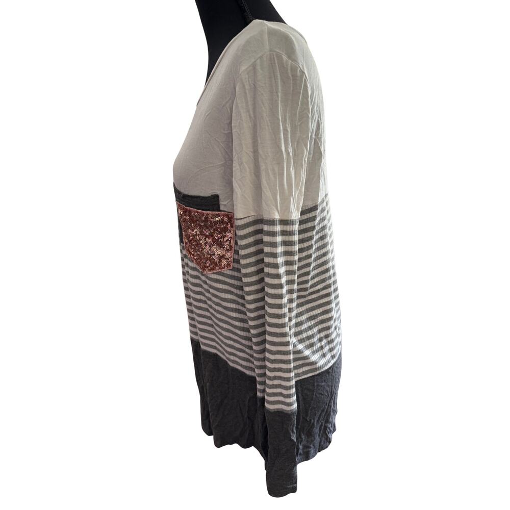 Lovely Melody L/S Sequin Pocket Color Block Tunic Size Small Fun & Comfy